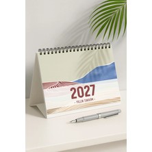 Eldesen Tasarım 2027 Masa Takvimi Spiralli A5 (21X16CM) Büyük Boy / Resmi Tatiller ve Hafta Sonları / 12 Aylık