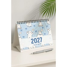Eldesen Tasarım 2027 Büyük Boy Spiralli A5 Masa Takvimi 1 Adet Resmi Tatiller ve Hafta Sonları