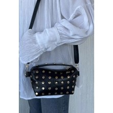 Lovely Store Kadın Mini Boy El ve Kol Çantası Zımba Detaylı Şık (7X20X13)