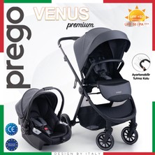Prego Venüs Premium Çift Yönlü Travel Sistem Bebek Arabası 22 kg Taşıma Kapasitesi ile Gri Renk