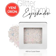 Cre'ars Mücevher Parlaklığında Yoğun Pigmentli Tekli Far Glitter Bomb Eyeshadow 08 Ice Crystal Gleam