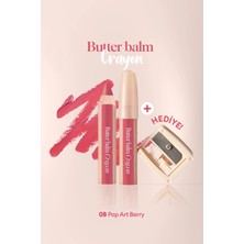 Kremsi, Kalem Şeklinde Renkli Dudak Balmı & Kalemtıraş CLIO Butter Balm Crayon 008 Pop-Art Berry