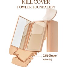 Hafif Yapılı, Pürüzsüz Mat Bitişli Pudra Fondöten CLIO Kill Cover Powder Foundation (23N Ginger)