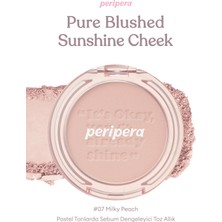 Pastel Tonlarda Sebum Dengeleyici Toz Allık PERIPERA Pure Blushed Sunshine Cheek (07 Milky Peach)