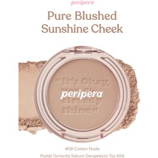 Pastel Tonlarda Sebum Dengeleyici Toz Allık PERIPERA Pure Blushed Sunshine Cheek (08 Cotton Nude)