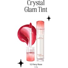 Yapışkanlık Hissi Vermeyen Yoğun Işıltılı Tint CLIO Crystal Glam Tint (12 Fiery Rose)