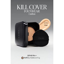 Clio CICA İçerikli, Yüksek Kapatıcı Yarı Mat Kill Cover Founwear Cushion Set (23N Ginger) SPF40PA++