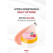 MISSHA Bal ve Süt Özlü Besleyici ve Nemlendirici Dudak Maskesi A'PIEU Honey & Milk Daily Lip Mask (Berry)