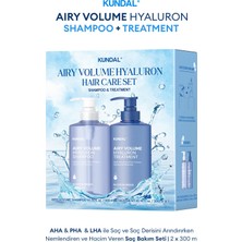 Kundal Arındıran, Nemlendiren, Hacim Veren Saç Bakım Seti Airy Volume Hyaluron Shampoo + Treatment