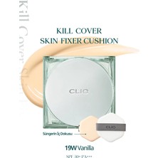 Clio Kalıcı, Mat Cushion Fondöten Kill Cover Skin Fixer Cushion + Refill (19W Vanilla) SPF50+ PA+++