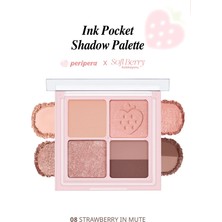 Peripera Mat, Parıltılı Tonlarda 5'li Far Paleti Ink Pocket Shadow Palette (08 Strawberry In Mute)