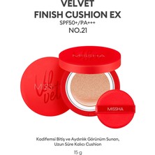 MISSHA Kadife Mat Görünüm Sağlayan Cushion Fondöten 15g Velvet Finish Cushion Spf 50 No,21