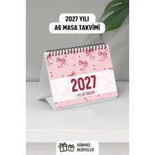 Eldesen Tasarım 2027 Masa Takvimi Spiralli A6 (15X12CM) Orta Boy / Resmi Tatiller ve Hafta Sonları / 12 Aylık