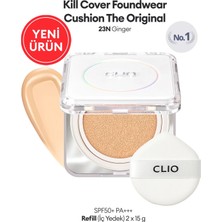 Clio Mat Bitişli Kill Cover Founwear Cushion The Original + Refill (23N Ginger) SPF50+ PA+++