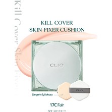 Clio Kalıcı, Mat Cushion Fondöten Kill Cover Skin Fixer Cushion + Refill (17C Fair) SPF50+ PA+++