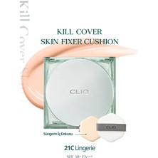 Clio Kalıcı, Mat Cushion Fondöten Kill Cover Skin Fixer Cushion + Refill (21C Lingerie) SPF50+ PA+++