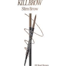 Clio Doğal Görünüm Sunan Ultra İnce Uçlu Çift Taraflı Kaş Kalemi Kill Brow Slim Brow (01 Real Brown)