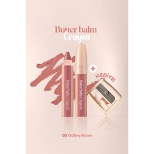 Kremsi, Kalem Şeklinde Renkli Dudak Balmı & Kalemtıraş CLIO Butter Balm Crayon 005 Gallery Brown
