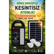 GUNKES Güneş Enerjili Solar Panel Aydınlatma Sistemi Powerbank+Usb Çıkış+ 3 Ampül Lamba Kamp Piknik