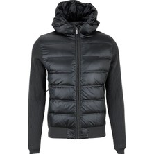 Roberto Ricci Designs Siyah Erkek Slim Fit Kapitone Mont Amos Perlupin Duck Hood Knit