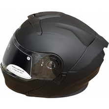Casque Çene Açılır Mat Siyah Kask Vizörlü (Ece Belgeli)