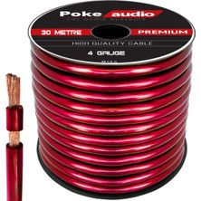 4ga Oto Anfi Tesisat Kablosu Silikon 30MT Kırmızı Poke PK-1352