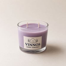 Vinnos Home & Concept %100 Doğal Balmumu Çift Fitilli Kokulu Mum | El Yapımı Dekoratif Cam Mum | 235 gr | 8 cm Çap | 6 cm Boy | Hediyelik