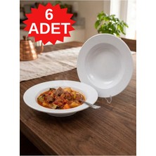 Airobazar Sağlam Beyaz Melamin Çukur Yemek Tabağı 17CM Ev Lokanta Tipi Porsiyon Sulu Yemek Haşlama Kab