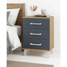 Arges Komodin 3 Çekmeceli 44X30X64 Çam-Antrasit