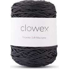 Clowex Polyester Soft Makrome İpi, 2.5mm Koyu Gri 250 Gram 175 Metre Çanta ve Supla İpi, Makrame El Örgü İpliği