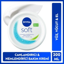 Nivea Soft Nemlendirici Vücut Bakım Kremi 200ml, Jojoba Yağı, E Vitamini, Yüz Vücut El, Yumuşak Cilt Hissi