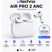 Air Pro 2 Anc Gürültü Engelleyici Bluetooth Kulaklık Ios Android Tüm Telefonlar ile Uyumlu Beyaz Utechno