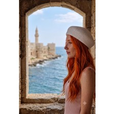 Zeora Home Kadın Örgü Bere Yazlık Hasır Bere Jüt Görünümlü El Yapımı Şık Günlük Kullanım Bohem Stil Şapka Fransız Bere