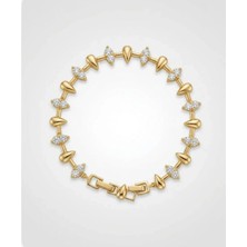 Singularis Premium Modern Tasarım Gold Kaplama Zirkon Taşlı Kelepçe Tarzı Kadın Bileklik