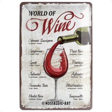Nostalgic-Art Retro Sac Levha, 20 x 30 Cm, World Of Wine – Şarap Içenler Için Hediye Fikri, Metal, Vintage Tasarım Dekorasyon