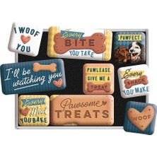 Nostalgic-Art Retro Buzdolabı Mıknatısları, 9 Adet, Every Bite You Take Dog Treats – Köpek Sahipleri Için Hediye Fikri, Mıknatıslı Tahta Için Mıknatıslı Set, Vintage Tasarım