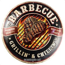 Nostalgic-Art Retro Sac Levha, Ø 34,8 Cm, Mangal – Grillin\' & Chillin\' – Metal Mangal Tutkunları Için Hediye Fikri, Vintage Tasarım