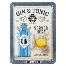 Nostalgic-Art Retro Sac Levha, Cin & Tonic Served Here – Bira Hayranları Için Hediye Fikri, Metal, Dekorasyon Için Vintage Tasarım, 15 x 20 cm