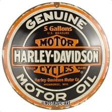 Nostalgic-Art Retro Sac Levha, Ø 35 Cm, Harley-Davidson – Genuine Motor Oil – Bisikletçiler Için Hediye Fikri, Orijinal Lisanslı Ürün (Olp), Metal, Vintage Tasarım