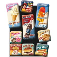 Nostalgic Art Retro Buzdolabı Mıknatıs Seti 9 Parça, Mıknatıs Tahtası Için Mıknatıs Seti, Renkli, 9 Adet