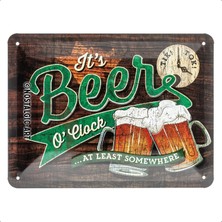 Nostalgic-Art Open Bar – Beer O\' Clock Glasses – Bira Hayranları Için Hediye Fikri Retro Sac Levha, Metal, Dekorasyon Için Vintage Tasarım, 15 x 20 cm
