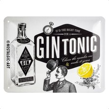 Nostalgic-Art Retro Sac Levha, 15 x 20 Cm, Cin Tonic – Hediye Fikri, Bar Aksesuarı Olarak, Metal, Vintage Tasarım