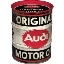 Nostalgic-Art Nostaljik Sanat Retro Para Kutusu Audi - Motor Yağı - Araba Aksesuarları Hayranları Için Hediye Fikri Metal Kumbara Vintage Teneke Para Kutusu 600ML