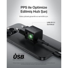 Sevgi Butik Usb-C Fiş 25 W - Usb-C Telefon Şarj Cihazı, Apple iPhone 16, 15 Plus, Pro, Pro Max, Ipad,  Galaxy S25, Pixel 9, Nintendo Switch ve Fazlası Için Pd 3.0 Pps Hızlı Şarj Cihazı, Siyah