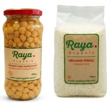 Raya Organik Organik Pirinç 1 kg - Organik Haşlanmış Nohut 400 gr 2'li Set