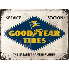 Nostalgic-Art Retro Blechschild Goodyear – Logo White – Geschenk-Idee Für Auto-Und Motorrad-Fans, Aus Metall, Vintage-Dekoration, 30 x 40 cm