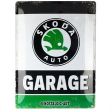 Nostalgic-Art Retro Sac Levha, 30 x 40 Cm, Skoda – Garage Green – Skoda Aksesuar Hayranları Için Hediye Fikri, Orijinal Lisanslı Ürün (Olp), Metal, Vintage Tasarım, Sac Levhalar Özdeyişler