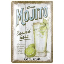 Nostalgic-Art Mojito Served Here Retro Sac Levha, 20 x 30 Cm, Hediye Fikri Bar Aksesuarı Olarak Metal, Vintage Tasarım, Sac Levhalar, Özdeyişler