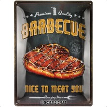 Nostalgic-Art 23292 Retro Sac Levha Barbecue Nice To Meat You – Mangal Hayranları Için Hediye Fikri, Metal, Dekorasyon Için Vintage Tasarım