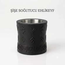 Mottopi Ehlikeyf Termojelli Şişe Soğutucu ,Kilim Desenli Siyah Şarap Rakı Viski Soğutucu Stand-Siyah